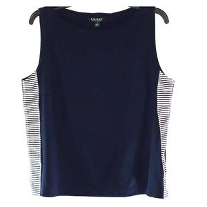 NWOT LAUREN RALPH LAUREN COTTON NAVY BLUE TOP 2/15